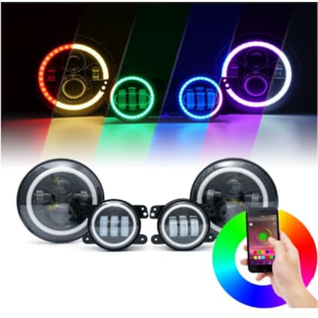 Race Sport Lighting Headlight Fit 2018 up Jeep JL 9 inch Adapted Headlight and 4 inch Foglight RS9JL4
